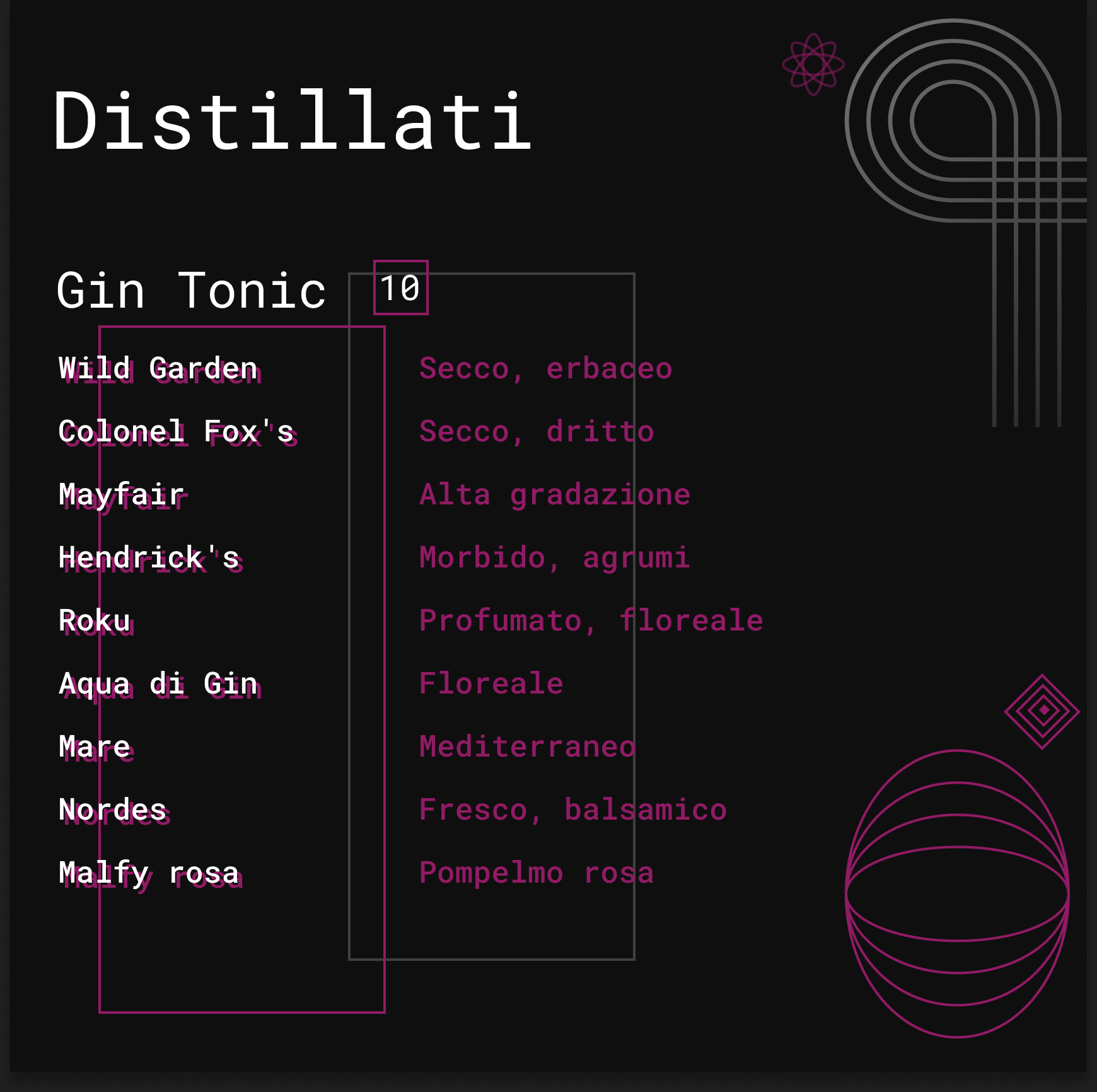 Menu Cocktail Bar Porto Recanati
