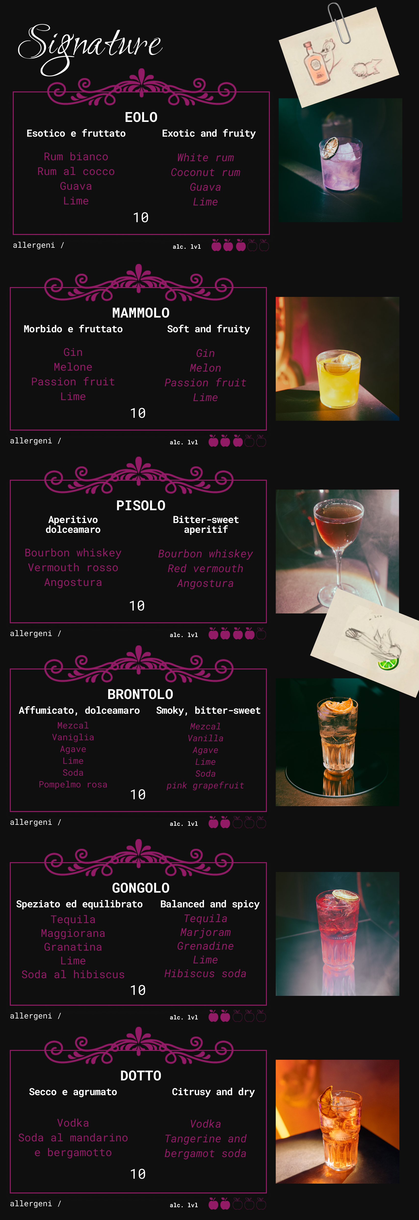 Menu Cocktail Bar Porto Recanati